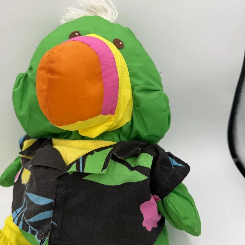VTG 1987 Fisher Price Puffalump Green Toucan Parrot Hawaiian Shirt no Sunnies